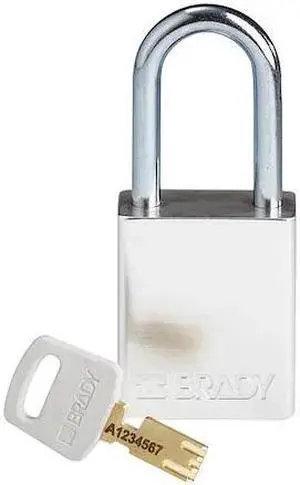 BRADY ALU-SLV-38ST-KD Lockout Padlock,Al,Silver,Key Different