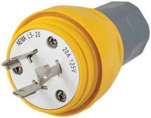 HUBBELL WIRING DEVICE-KELLEMS HBL26W47 Watertight Locking Plug, L5-20P, 20 A,