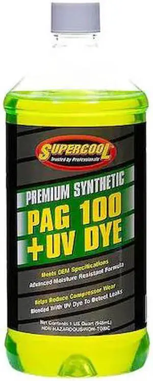SUPERCOOL P100-32D A/C Compressor PAG Lubricant, w/UV Dye Plastic Bottle