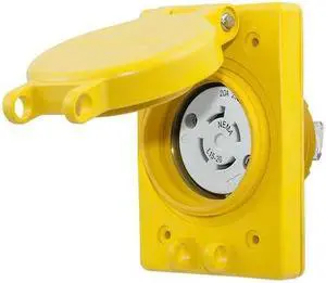 HUBBELL WIRING DEVICE-KELLEMS HBL67W75 Watertight Flanged Locking Receptacle, HUBBELL WIRING DEVICE-KELLEMS HBL67W75 Watertight Flanged Locking Receptacle,