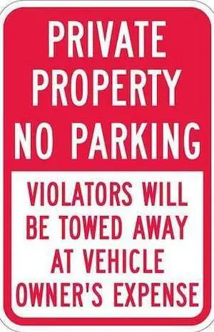 LYLE T1-1091-HI_12x18 Private Property No Parking Sign,18"x12, T1-1091-HI_12x18