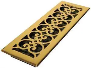 DECOR GRATES SPH414 Floor Register 5.5 X 15.5, Bright Brass, Brass