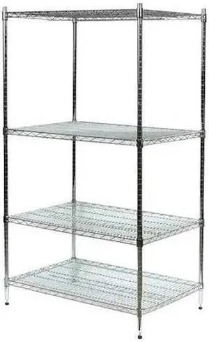 ZORO SELECT 2KPG1 Wire Shelving Unit, 24"D x 48"W x 85"H, 4 Shelves, Silver