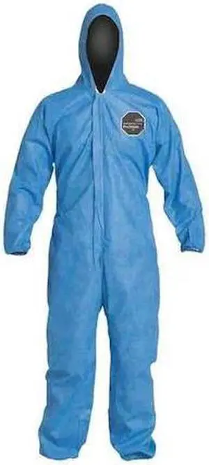 DUPONT PB127SBU5X002500 Disposable Coverall, Hooded, 5XL, SMS, Zipper, Elastic