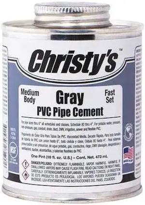 CHRISTY'S RH-MGLV-PT-12 Pipe Cement,Gray,16 oz.