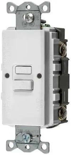HUBBELL WIRING DEVICE-KELLEMS GFBFST20W GFCI Receptacle,20A,125VAC,White