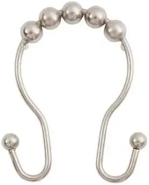 KENNEY MFG KN67120V1 Beaded Roller Shower Curtain Double Hooks, Set of 12,