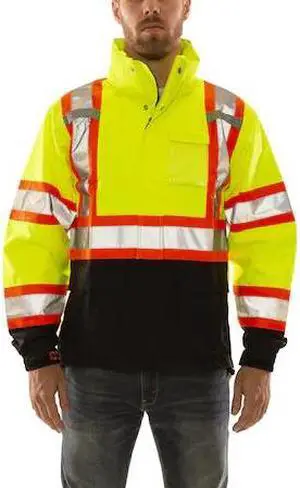 TINGLEY J24122C Rain Jacket, Polyester, Class 3 R, Green, M