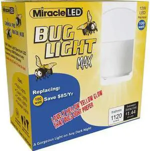 MIRACLE LED 602161 12 W, Compact LED Bulb, Amber, A19, 2000K Temp. Frosted,