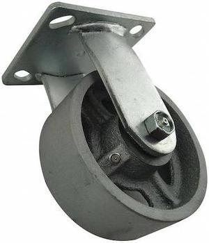 ZORO SELECT 1NWL3 Rigid Plate Caster,Cast Irn,5 in,1000 lb