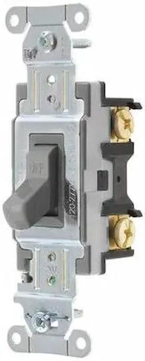 Wall Switch,20A,Gray,1 HP,1-Pole Switch HUBBELL WIRING DEVICE-KELLEMS CSB120GY