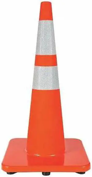 ZORO SELECT 6VKH1 Traffic Cone, PVC, High-Intensity Prismatic, 28 in Height, 10