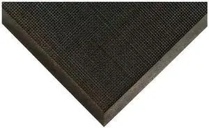 CONDOR 6LUN0 Entrance Mat, Rubber, 3/8 in Thick, Black, 32 in W x 39 in L