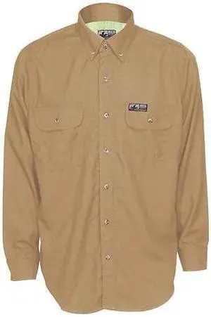 MCR SAFETY SBS1003XLT Men's Flame-Resistant Collared Shirt, 8.9 cal/sq cm, XL,