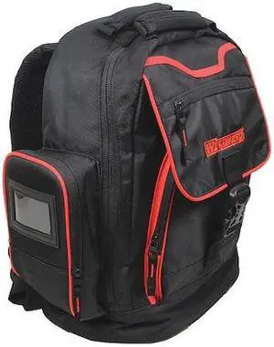 WESTWARD 32PJ48 Tool Backpack, Black, Polyester, 19 Pockets