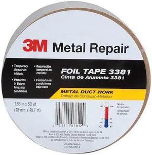 3M 3381 Foil Tape,2-53/64 in. x 49 yd.,Silver