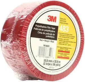 3M 483 Film Tape,Polyethylene,Red,2 In x 36 Yd