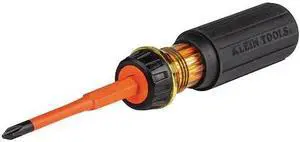KLEIN TOOLS 32293 Flip-Blade Insulated Screwdriver, 2-in1, Ph Bit No 2, Sl Bit