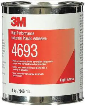 3M 83759 High Performance Industrial Plastic Adhesive 4693 Light Amber, 1 Qt