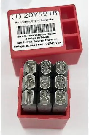 ZORO SELECT 20Y591 Hand Stamp,3/16 In,Number Set