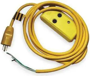 HUBBELL WIRING DEVICE-KELLEMS GFPSTOEMA Line Cord GFCI,15 ft.,Ylw,15A,5-15P,120V