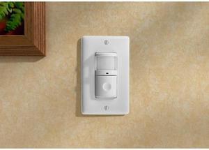 HUBBELL WIRING DEVICE-KELLEMS WS1001NI Vacancy Sensor,PIR,1200 sq ft,Ivory