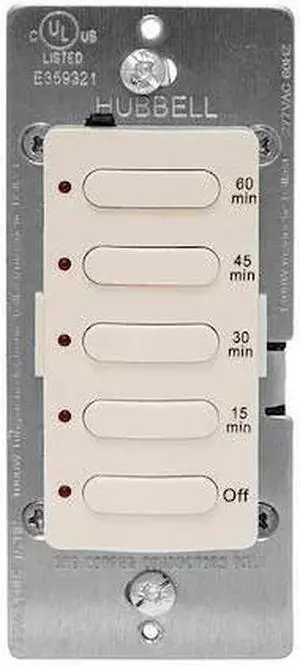 HUBBELL WIRING DEVICE-KELLEMS DT5060LA Timer, Electronic, 120/277V, Light Almond