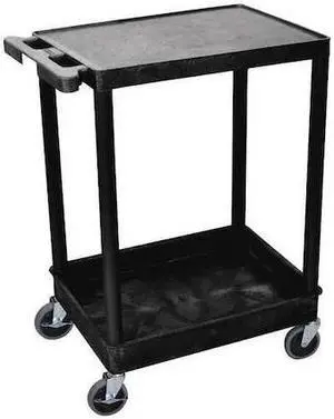 ZORO SELECT STC21-B Utility Cart with Deep Lipped & Lipped Plastic Shelves,