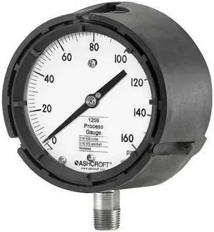 ASHCROFT 451259SD04L160# Process Pressure Gauge, 0 to 160 psi, 4 1/2 in Dial,