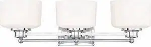 NUVO 60-4583 Soho 3 Light Vanity Fixture Satin White Glass Polished Chrom