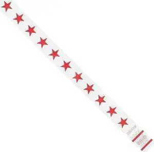 TYVEK WR104 Tyvek Wristbands, 3/4" x 10", Stars, Red/White, PK500