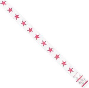 TYVEK WR104PK Tyvek Wristbands, 3/4" x 10", Pink Stars, 500/Case