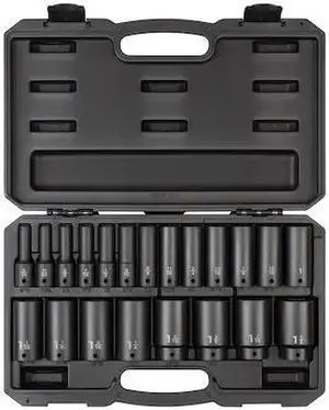 TEKTON SID92306 1/2 Inch Drive Deep 6-Point Impact Socket Set, 21-Piece (5/16 -