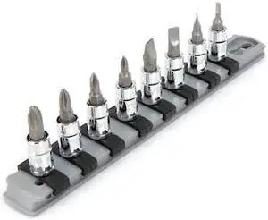 TEKTON SHB90104 1/4 Inch Drive Phillips/Slotted Bit Socket Set with Rail,