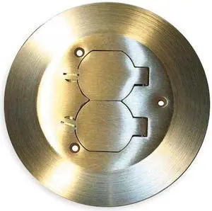 HUBBELL WIRING DEVICE-KELLEMS SF3925 Box Cover, Floor Box Type, 2 Gang, Brass