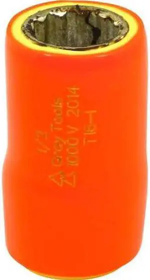 GRAY TOOLS T16-I 1/2" X 3/8" Drive, 12 Point Standard Length, 1000V Insulated