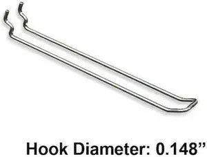AZAR DISPLAYS 701180 8" Metal Wire Loop Hook: 0.148" Dia., PK50