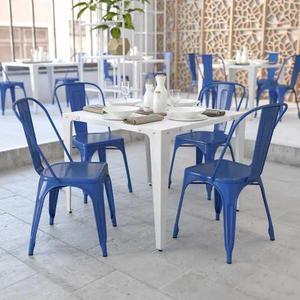 FLASH FURNITURE 4-CH-31230-BL-GG Blue Metal Indoor-Outdoor Stackable Chair
