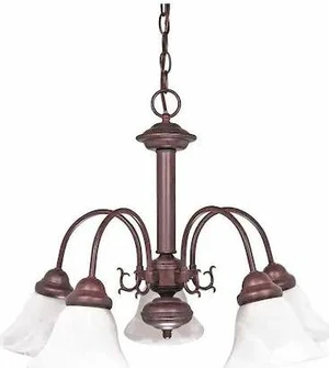 NUVO 60-183 Ballerina 5-Light 24 in. Chandelier with Alabaster Glass Bell Shades NUVO 60-183 Ballerina 5-Light 24 in. Chandelier with Alabaster Glass Bell Shades
