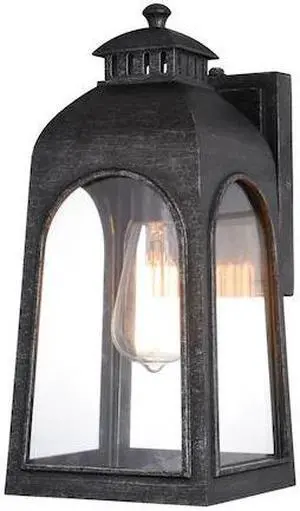 VAXCEL T0591 Pilsen 6.5-in Black Outdoor Wall Lantern, Dusk to Dawn Photocell