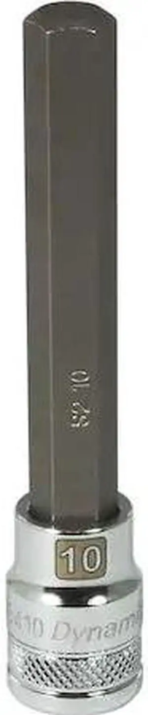 DYNAMIC D006410 Tools 3/8" Drive Metric Hex Head, 10mm Long Bit, Chrome Finish