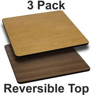 FLASH FURNITURE 3-XU-WNT-3030-GG Square Reversible Top,Natural/Walnut,30"