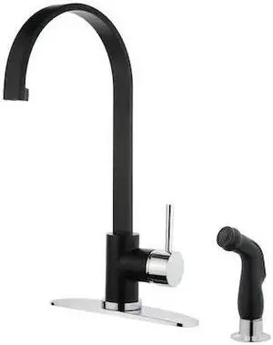 Gourmetier LS8717DLSP 8-inch Centerset Kitchen Faucet with Side Sprayer, Matte Black/Chrome