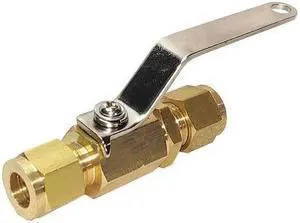 ZORO SELECT 1WML9 3/8" Compr Brass Ball Valve Inline