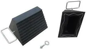 ZORO SELECT 22XW88 Wheel Chock,Molded Rbr w/Stl Grab,Black
