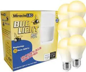 MIRACLE LED 602163 Bug Light MAX Yellow Amber Glow Replace 100w for Porch &
