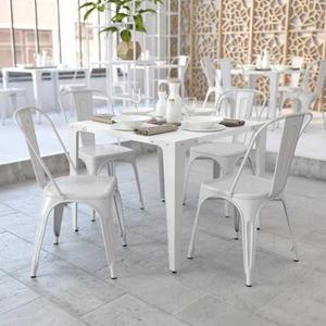 FLASH FURNITURE 4-CH-31230-WH-GG White Metal Indoor-Outdoor Stackable Chair