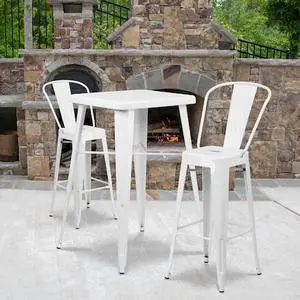 Flash Furniture Commercial Grade 30" High White Metal Indoor-Outdoor Barstool with Removable Back 4 Pack (4CH3132030GBWH)