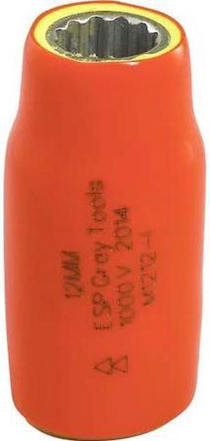 GRAY TOOLS M1212-I 12mm X 1/2" Drive, 12 Point Standard Length, 1000V Insulated