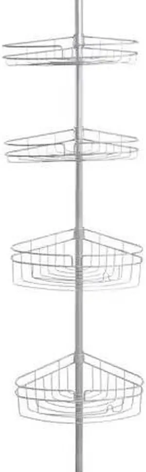 KENNEY MFG KN61519 4-Tier Spring Tension Shower Corner Pole Caddy, Satin Nickel KENNEY MFG KN61519 4-Tier Spring Tension Shower Corner Pole Caddy, Satin Nickel